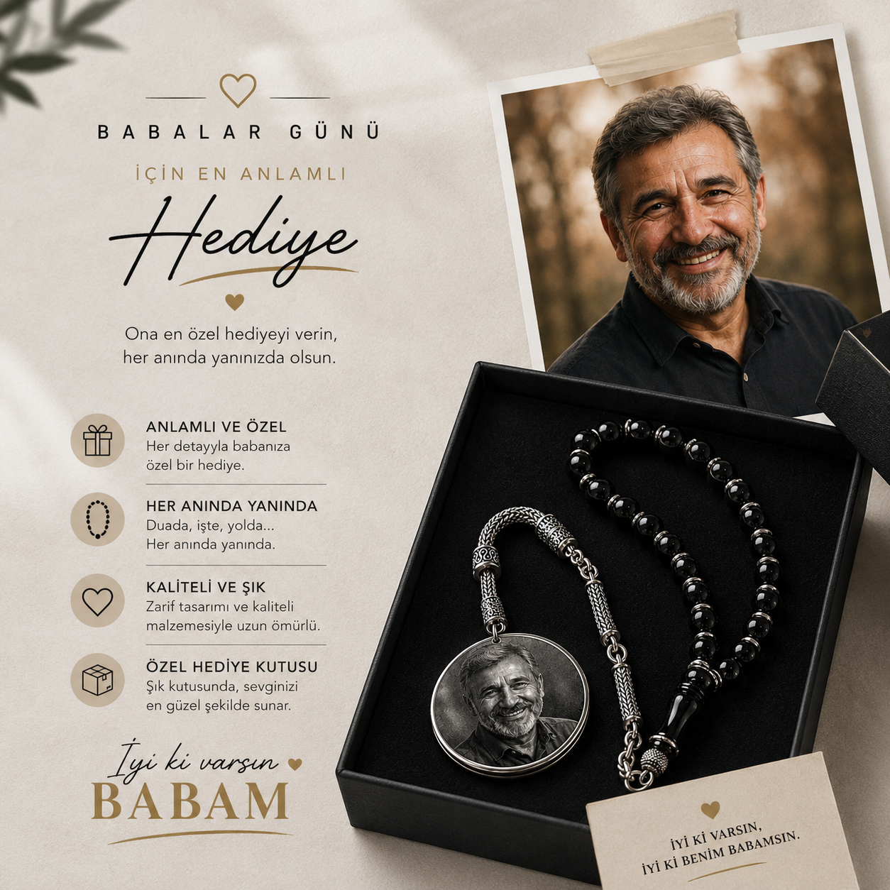 Babalar Günü Özel Tesbih Siyah