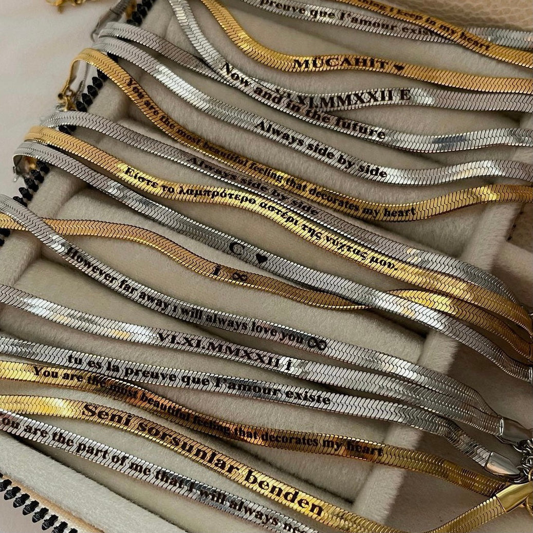 Yazılı İtalyan Çift Bilekliği(2 Adet)