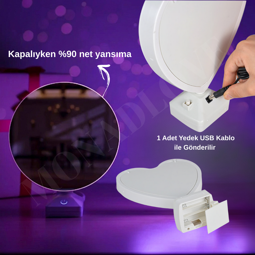 Led Işıklı Sihirli Romantik Ayna