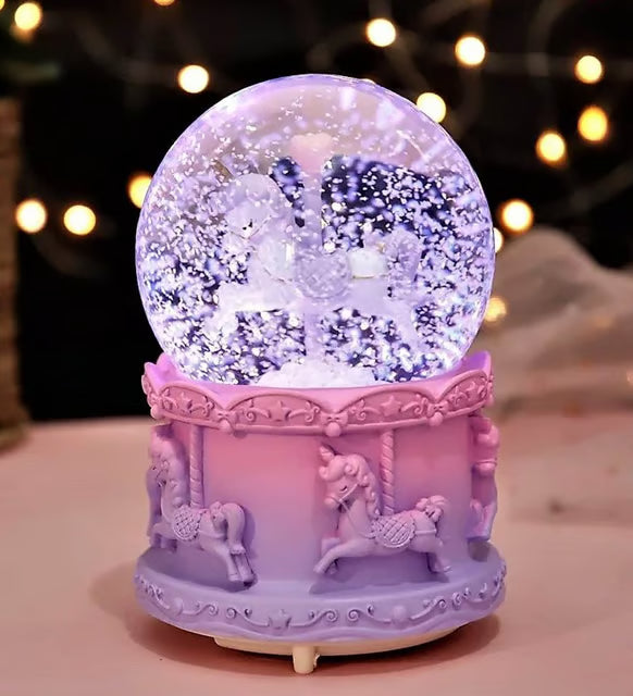 Atlıkarınca Unicorn Işıklı Kar Küresi Ve Magic Star Yıldız Kolye