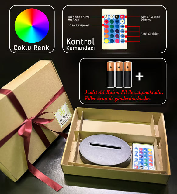 Kişiye Özel Profil Kesim 3d Modelli Gece Lambası