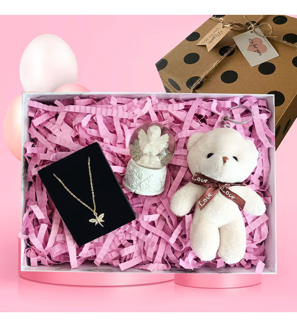 Peluş Ayıcık , Melek Kar Küresi. Melek Kolye Hediye Kutusu