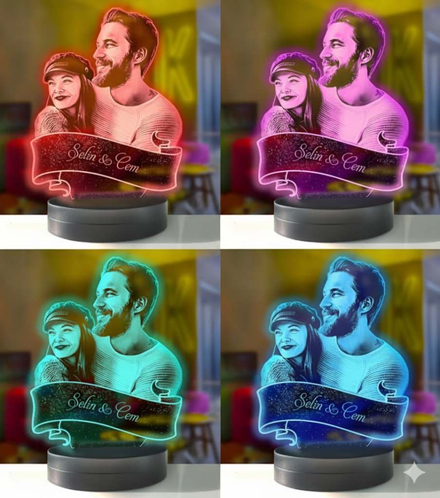 Kişiye Özel Profil Kesim 3d Modelli Gece Lambası