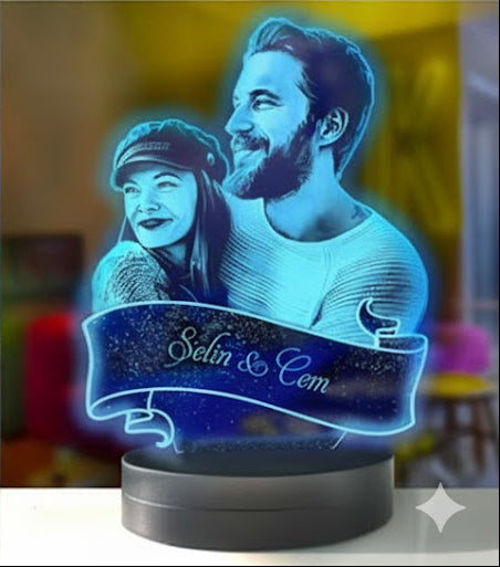 Kişiye Özel Profil Kesim 3d Modelli Gece Lambası